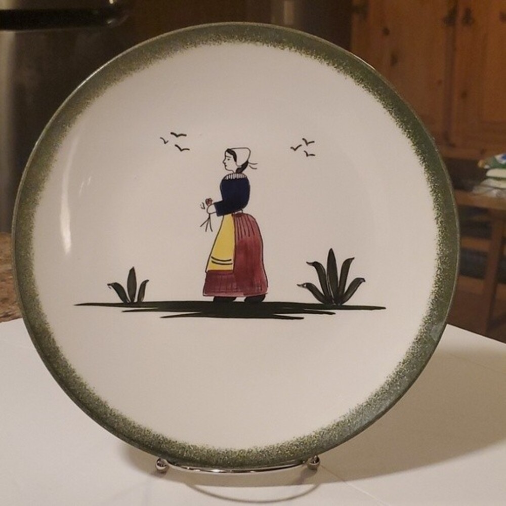 VTG Edwin M Knowles Normandy Dinner Plate – Hand Painted French Peasant Woman